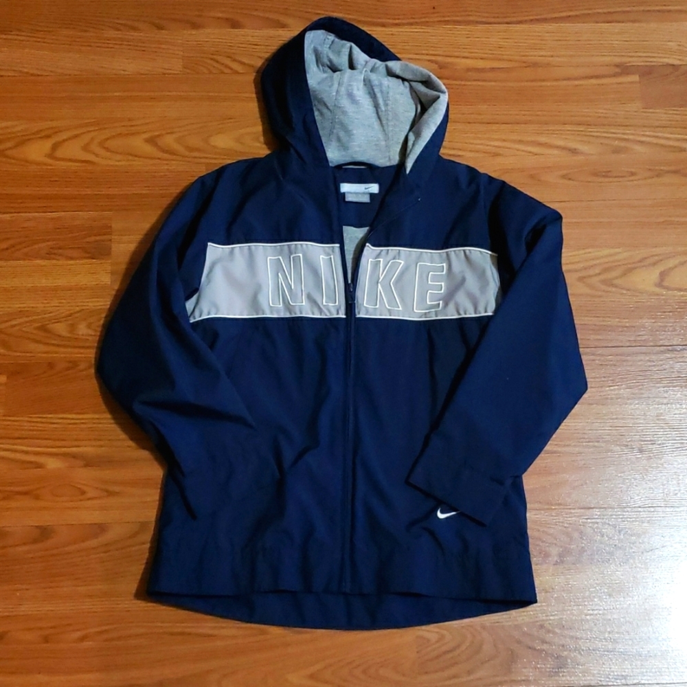 Nike Navy and Gray Kids Hooded Zip-up Jacket